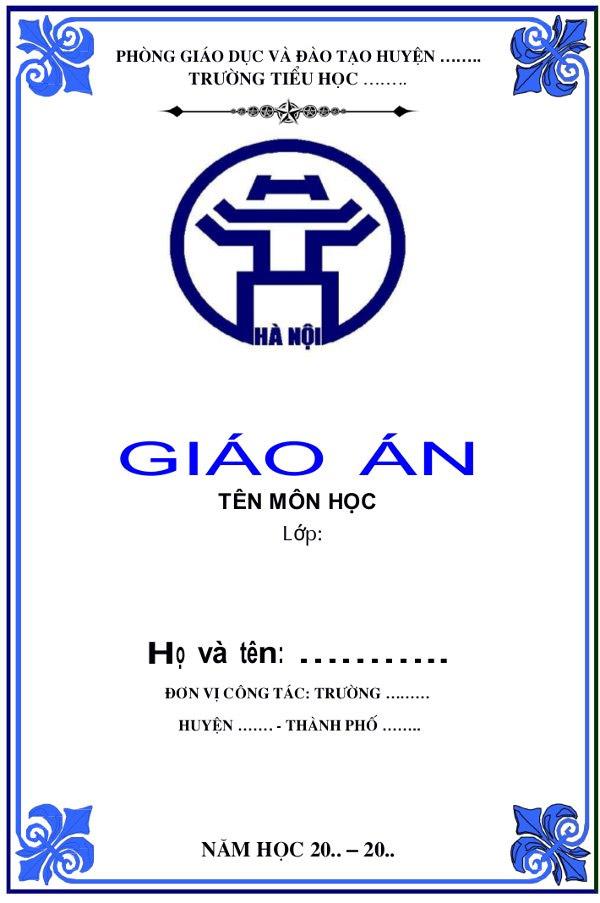 Khung bìa giáo án đơn giản