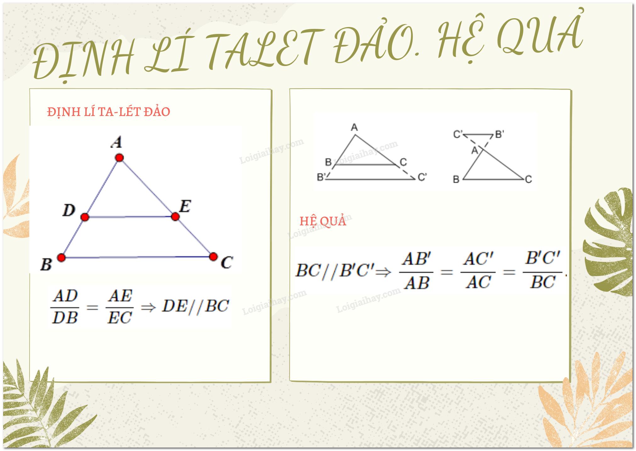 Lý thuyết định lí đảo và hệ quả của định lí Talet</>