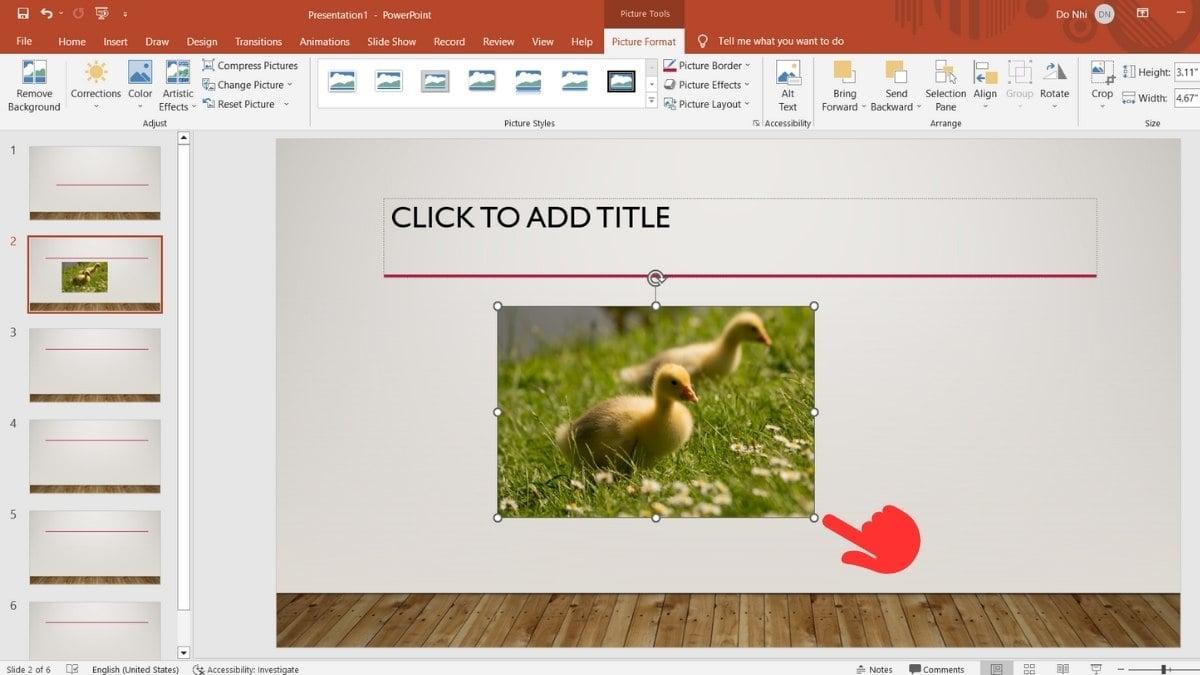 Cách thay đổi kích thước của hình ảnh trên Powerpoint