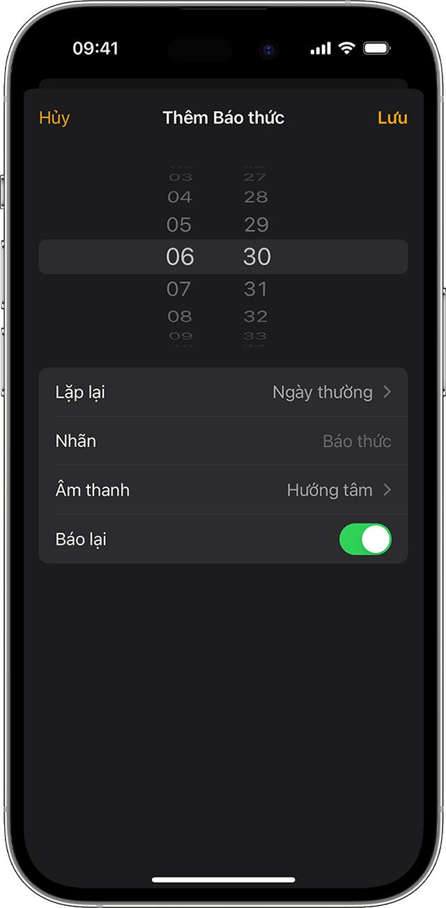 Đặt báo thức trên iPhone trong ứng dụng Đồng hồ.