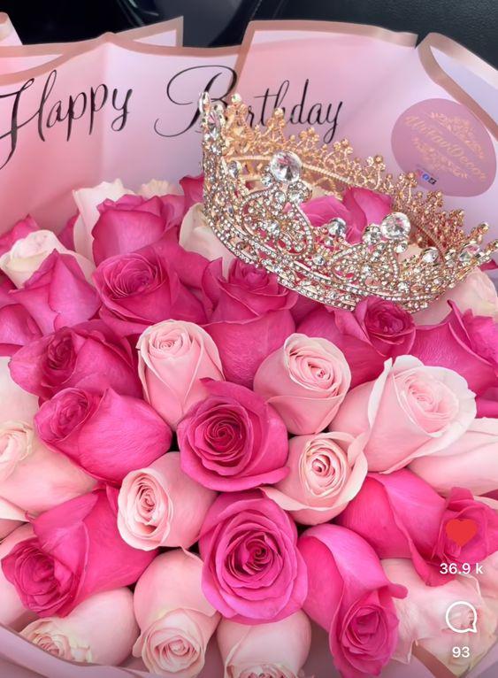 Hoa sinh nhật hình ảnh với lời chúc happy birthday