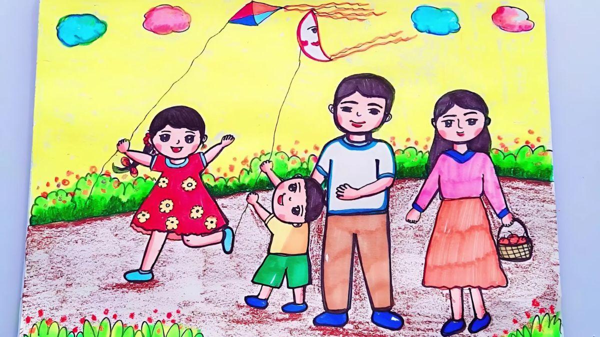 Vẽ tranh gia đình trong các hoạt động vui chơi